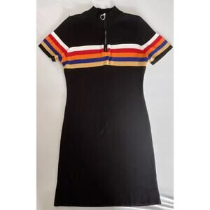 Almost Famous Juniors' Black Rainbow Stripe Pullover Bodycon Dress Size XL